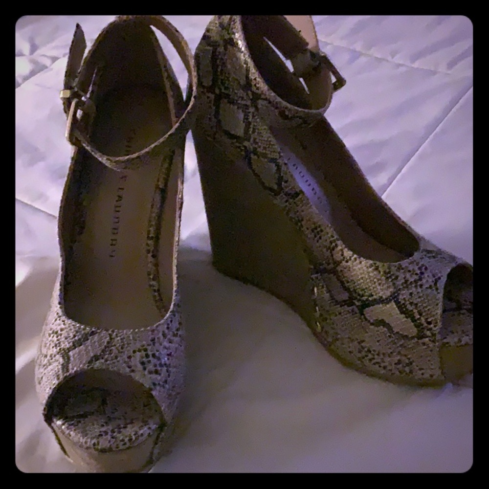 Faux Snake skin wedges
